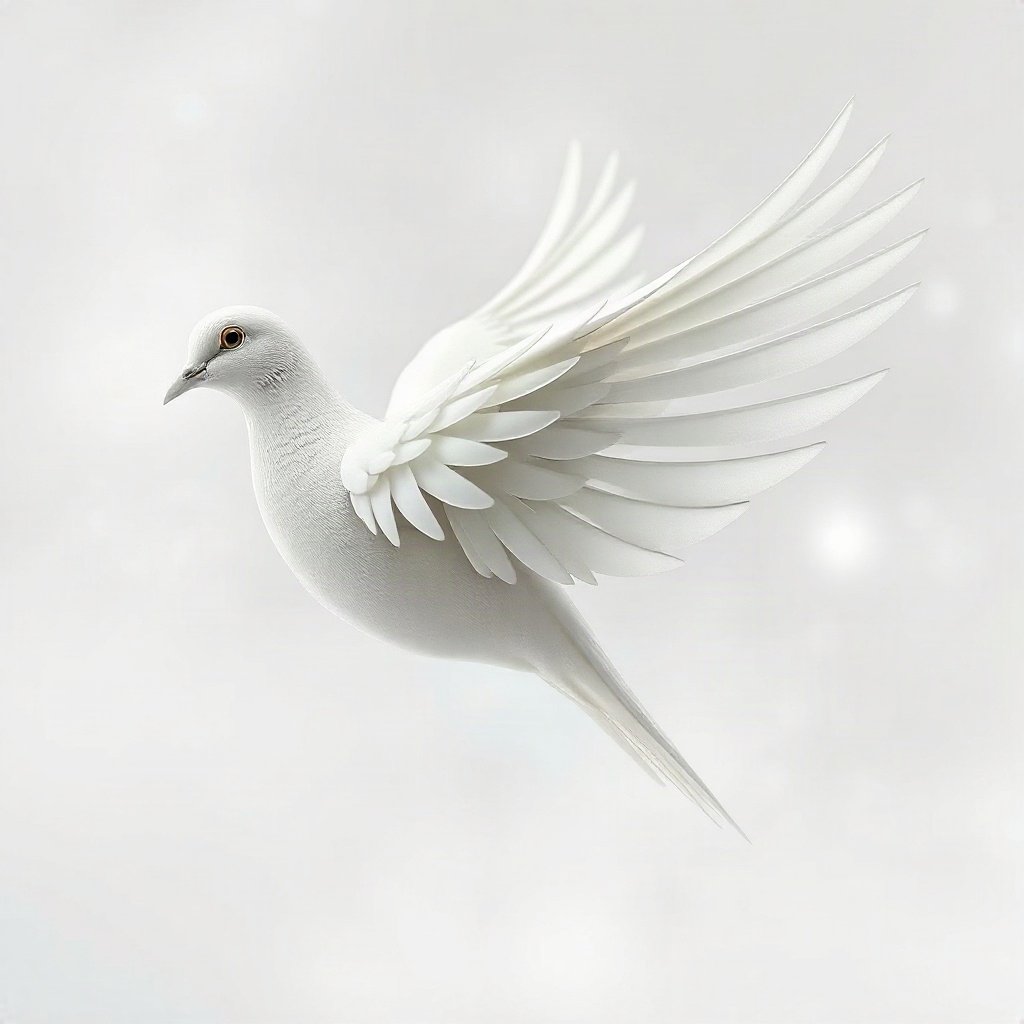 White PFPs — dove wing detail, soft 3d render, misty atmosphere