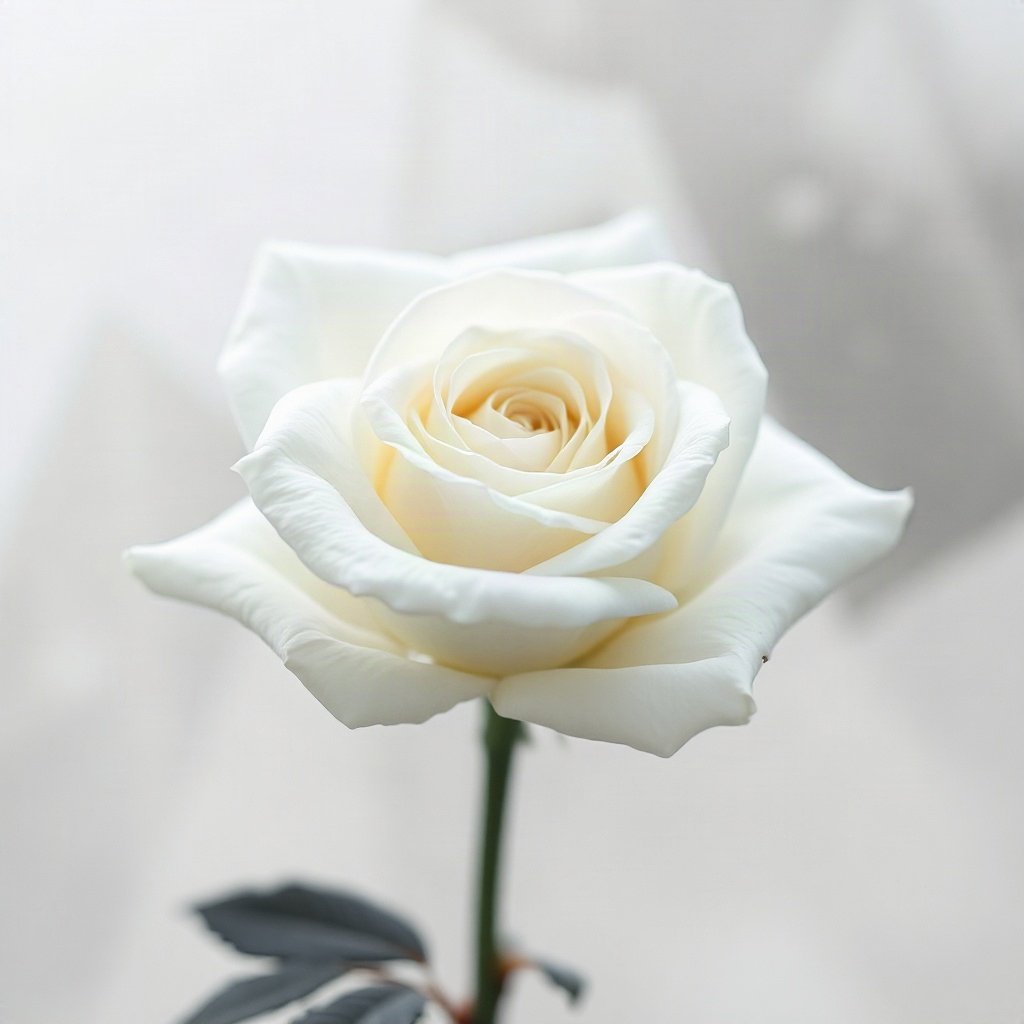 White PFPs — white rose, cinematic photo style, misty atmosphere