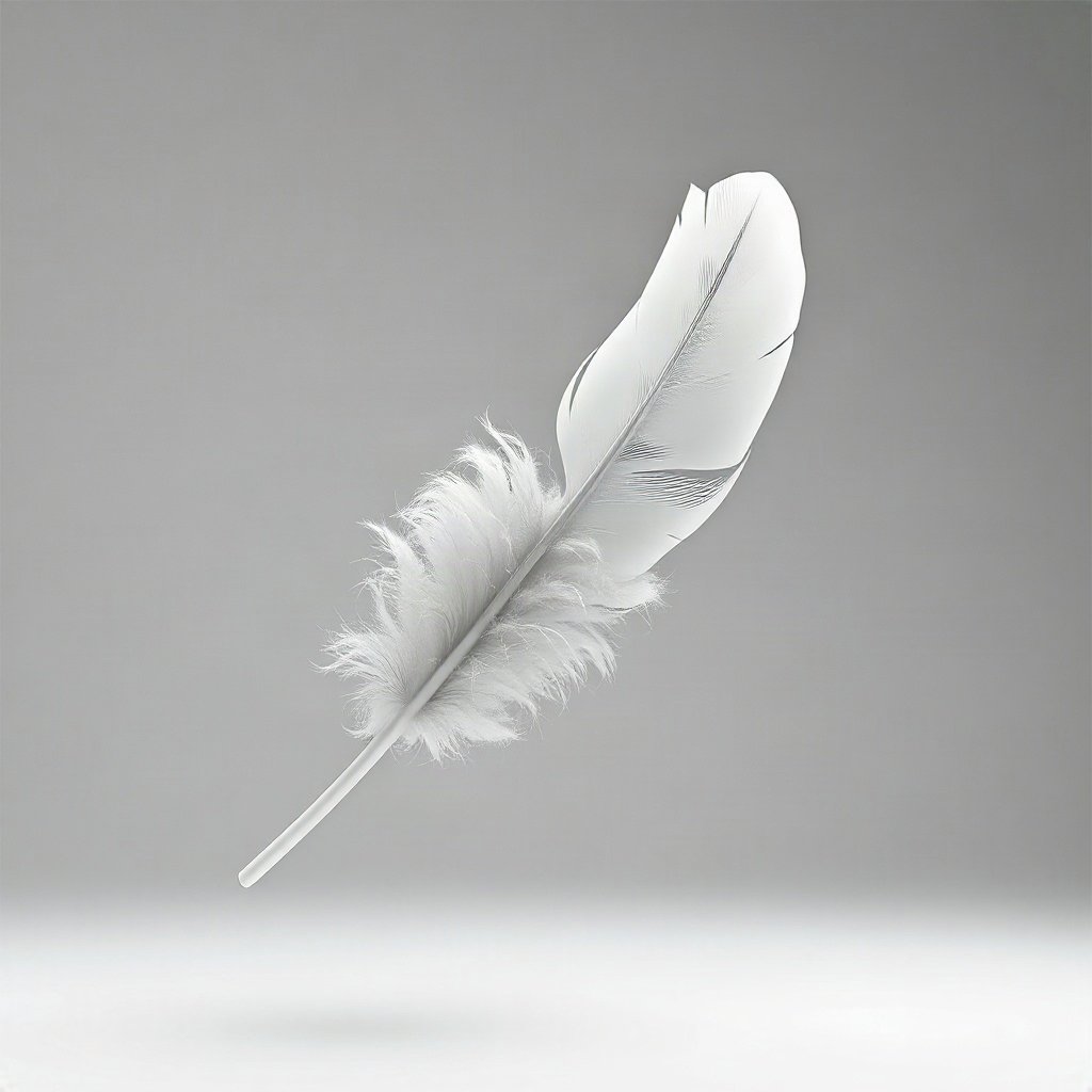 White PFPs — feather floating, soft 3d render, soft glow