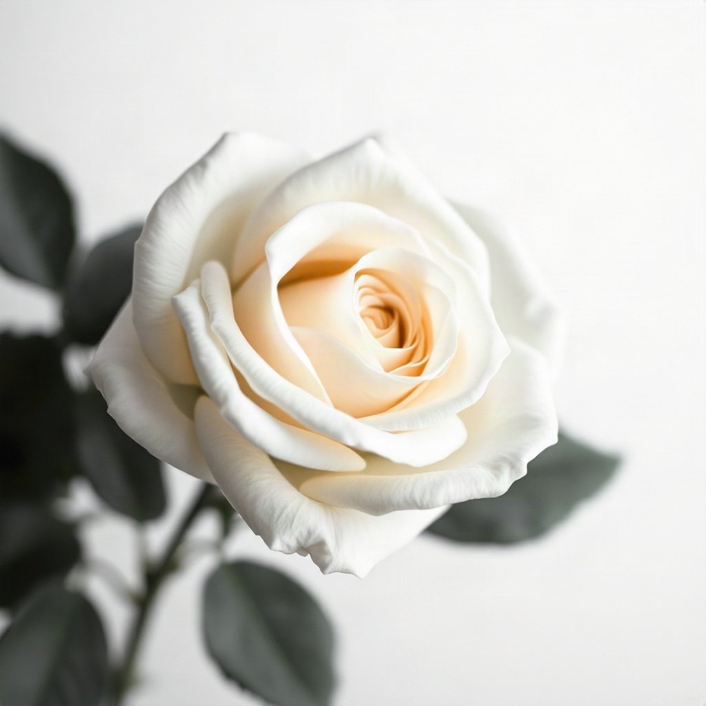 White PFPs — white rose, cinematic photo style, subtle sparkle