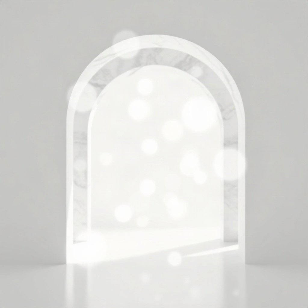 White PFPs — minimal marble arch, dreamy digital painting, gentle bokeh