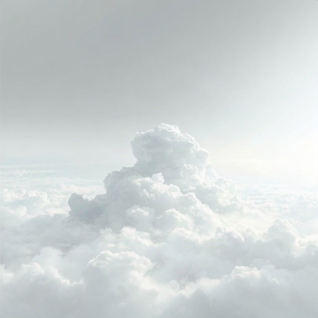 White PFPs — cloud on soft sky, dreamy digital painting, subtle sparkle