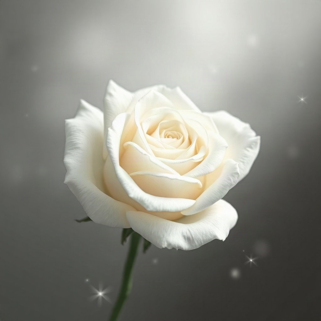 White PFPs — white rose, dreamy digital painting, subtle sparkle