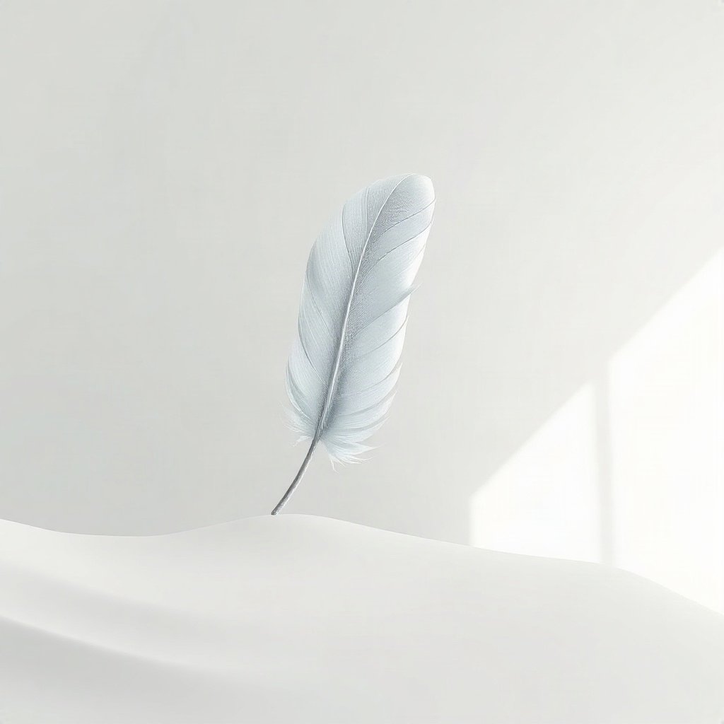 White PFPs — feather floating, soft 3d render, soft glow