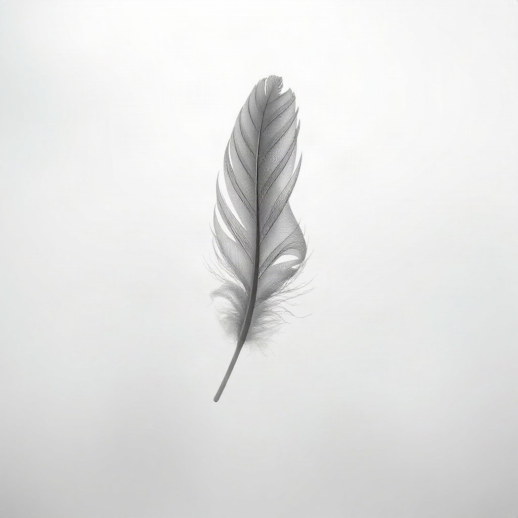 White PFPs — feather floating, cinematic photo style, soft glow