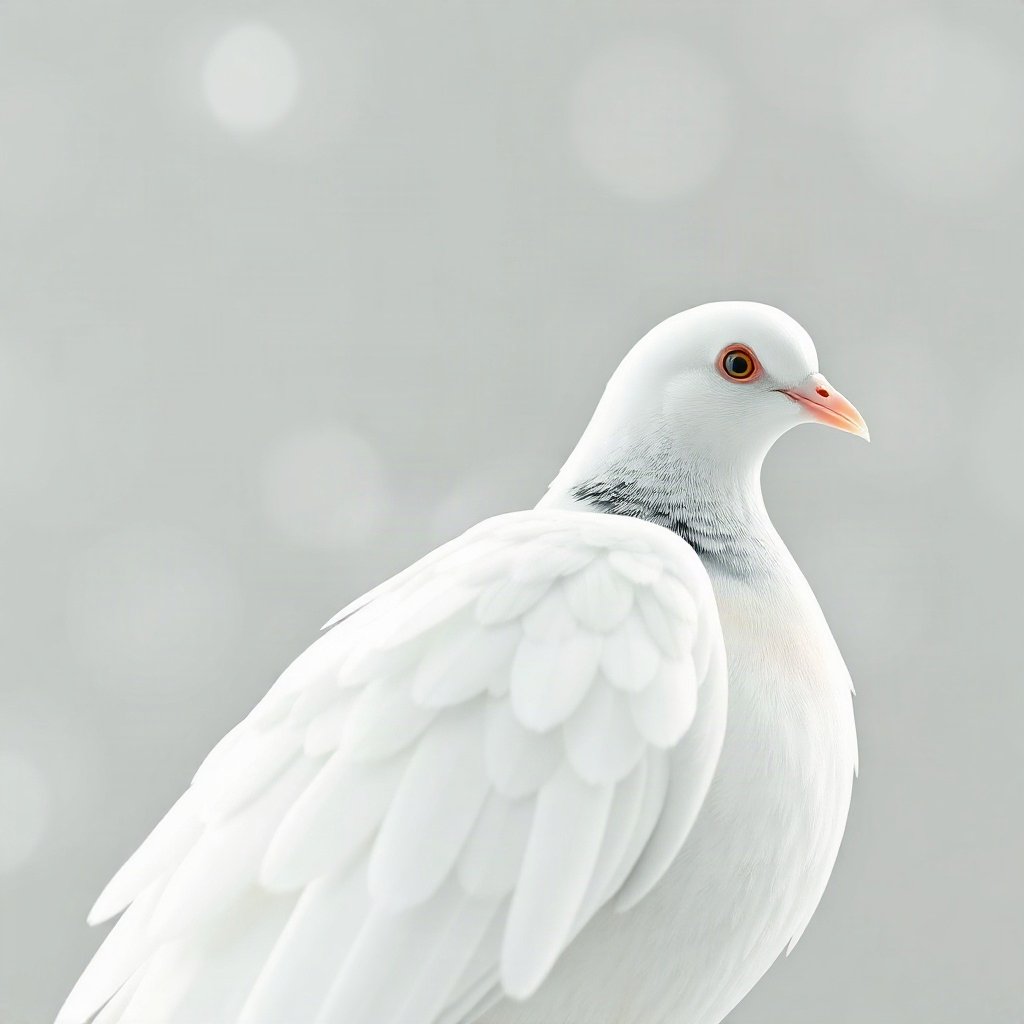 White PFPs — dove wing detail, soft 3d render, gentle bokeh