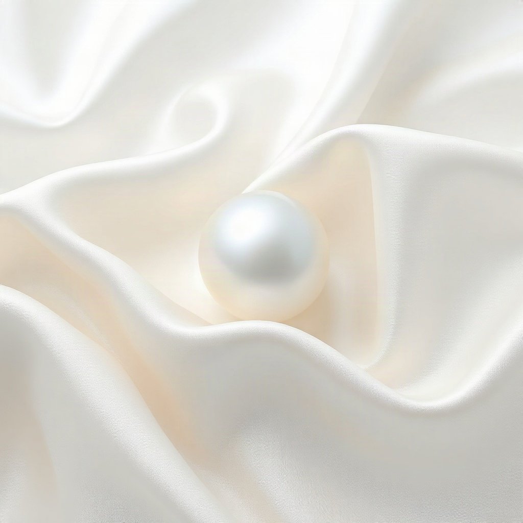 White PFPs — pearl on silk, soft 3d render, subtle sparkle