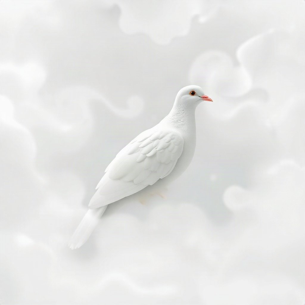 White PFPs — dove wing detail, soft 3d render, misty atmosphere