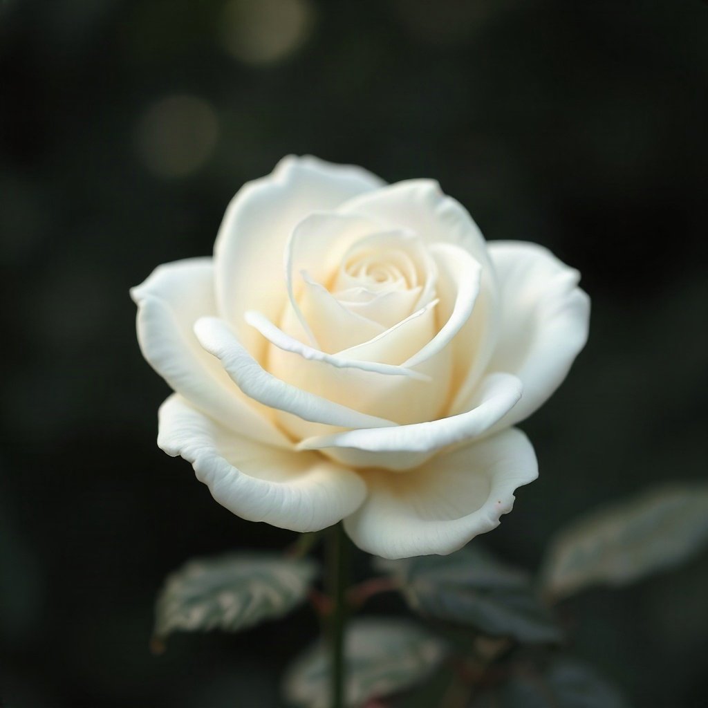 White PFPs — white rose, dreamy digital painting, gentle bokeh