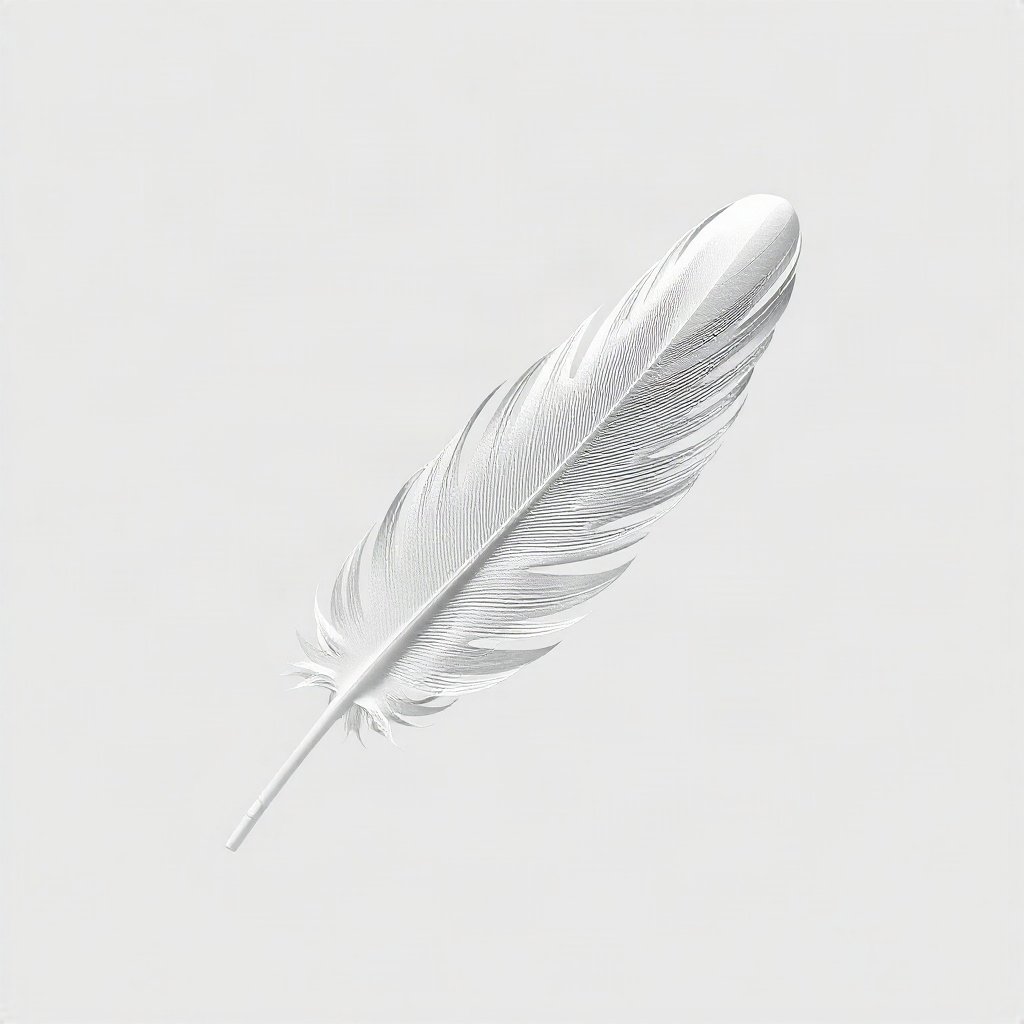 White PFPs — feather floating, soft 3d render, soft glow