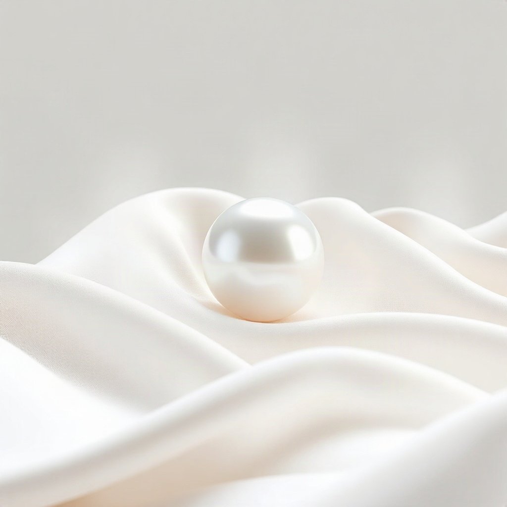 White PFPs — pearl on silk, soft 3d render, misty atmosphere