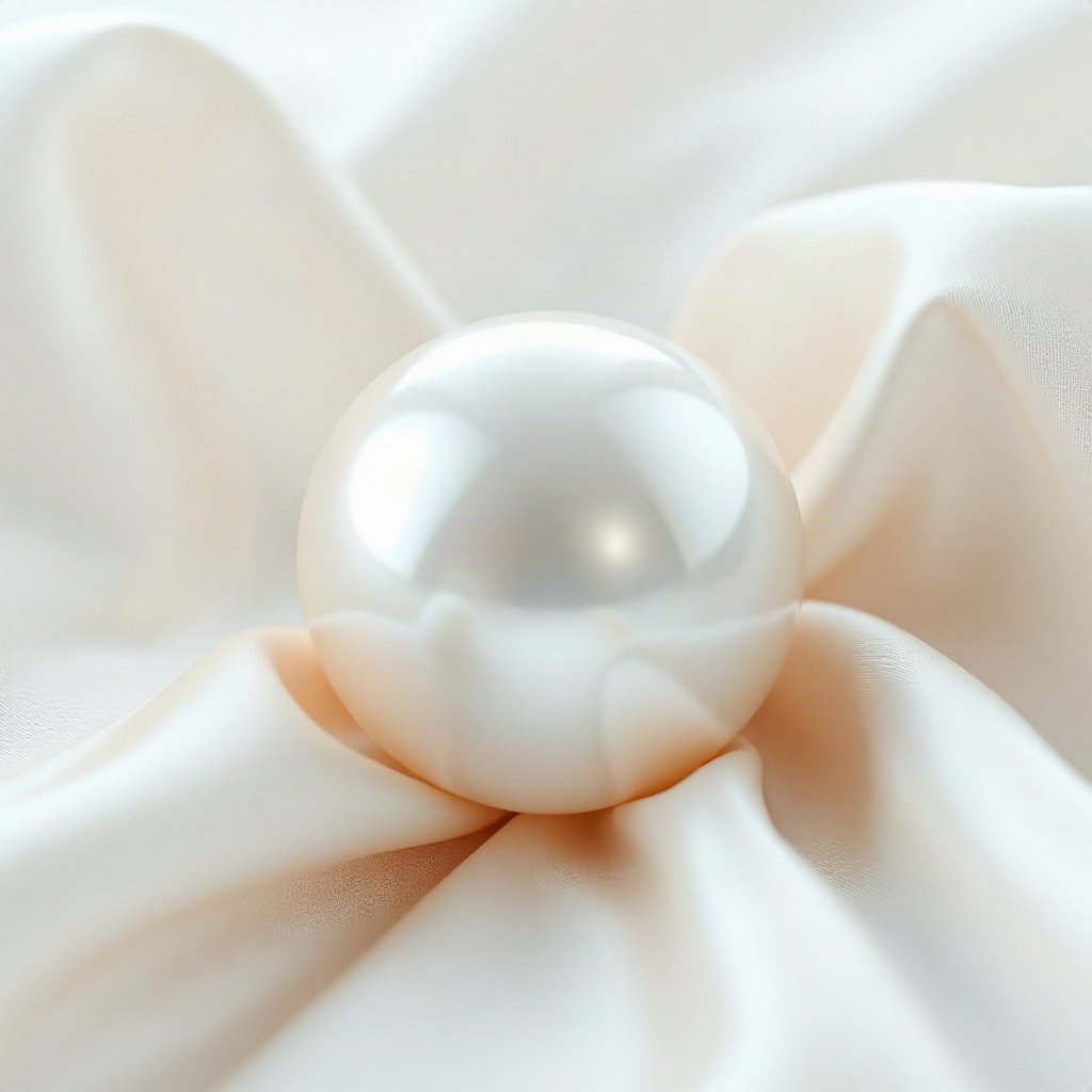 White PFPs — pearl on silk, soft 3d render, soft glow