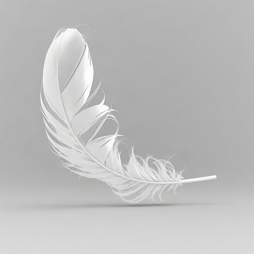 White PFPs — feather floating, soft 3d render, subtle sparkle