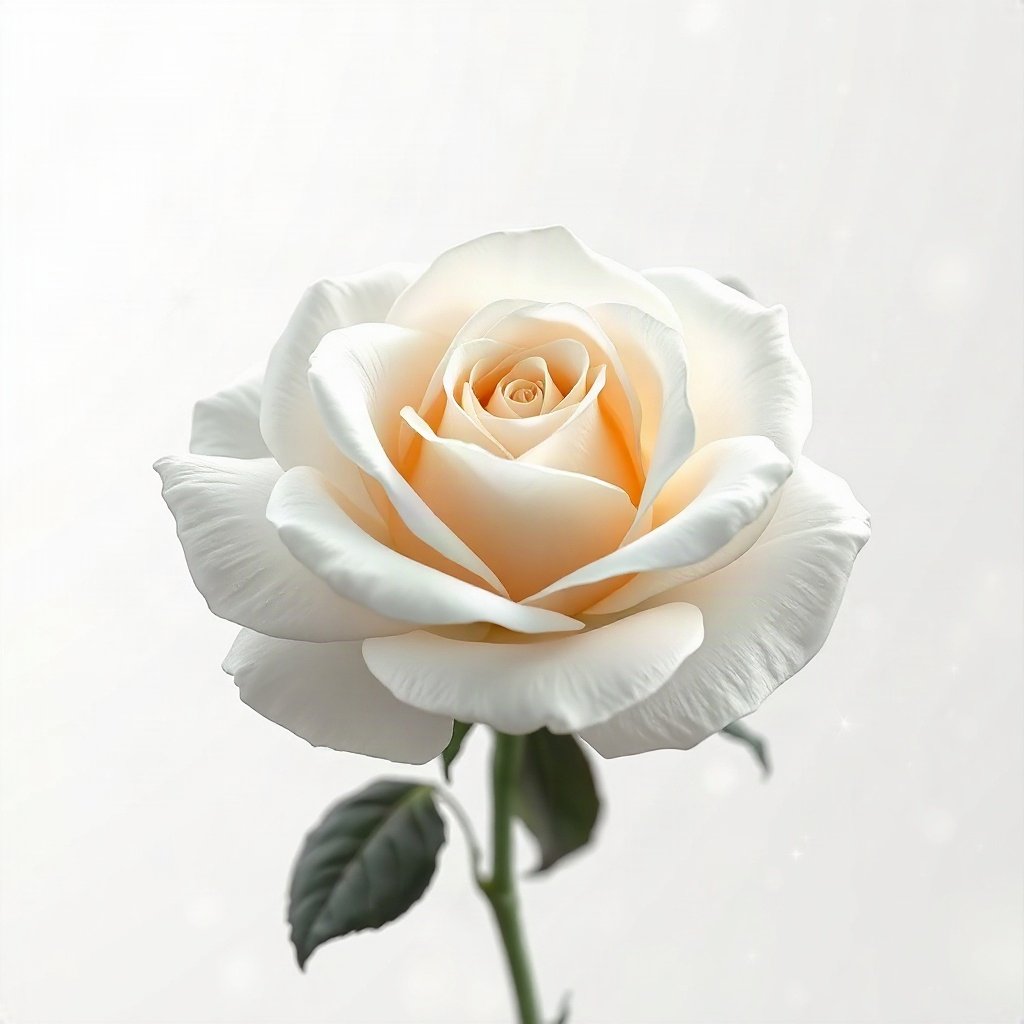 White PFPs — white rose, dreamy digital painting, subtle sparkle