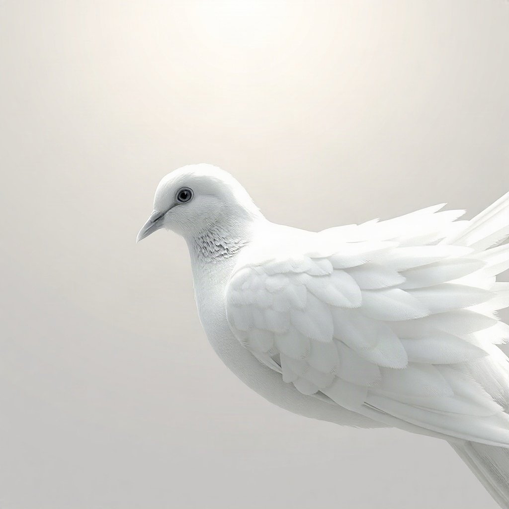 White PFPs — dove wing detail, dreamy digital painting, soft glow