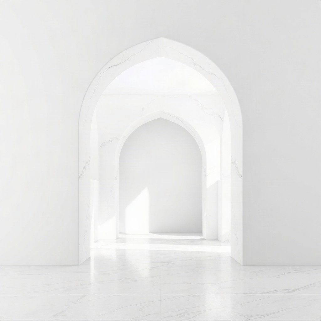 White PFPs — minimal marble arch, dreamy digital painting, subtle sparkle