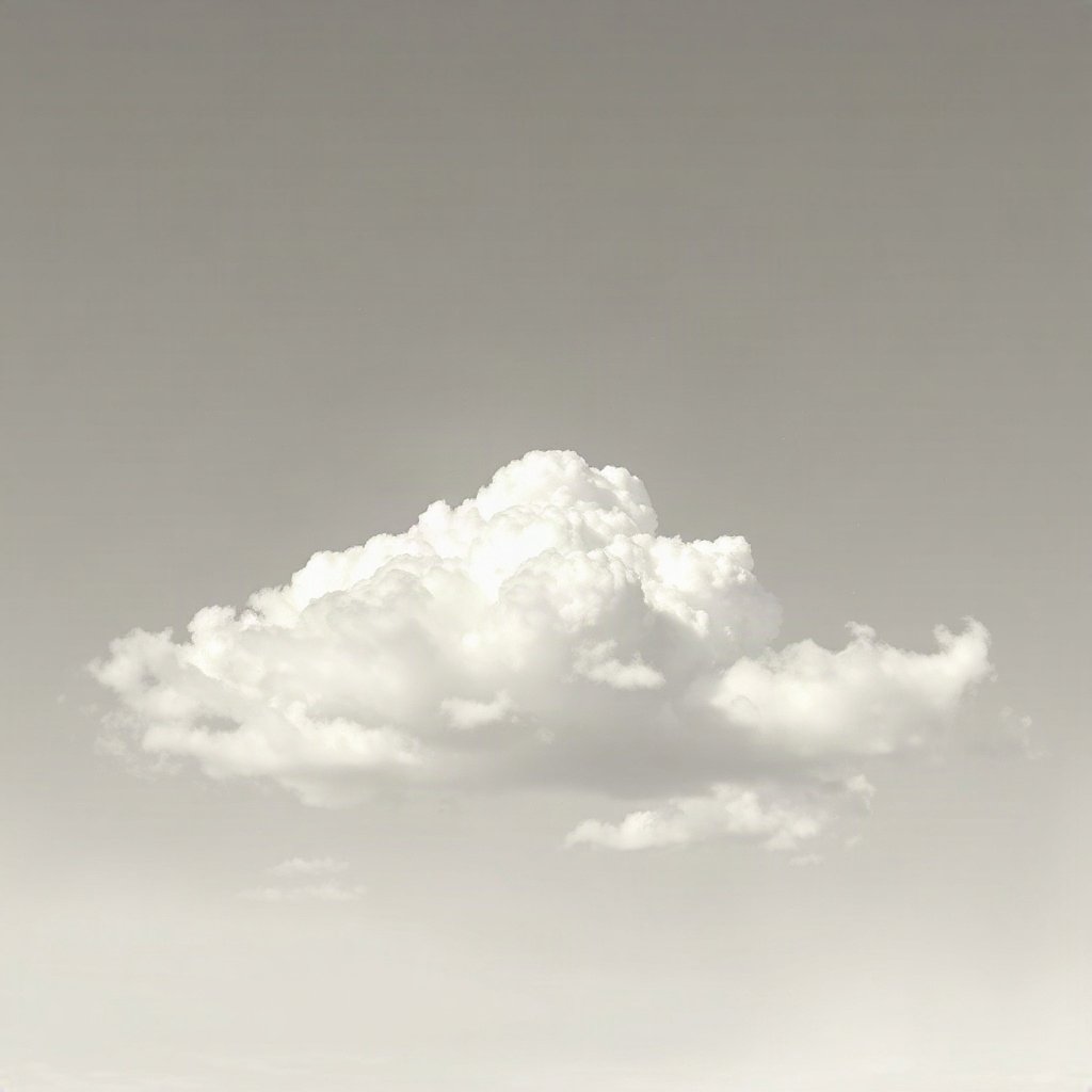White PFPs — cloud on soft sky, cinematic photo style, subtle sparkle