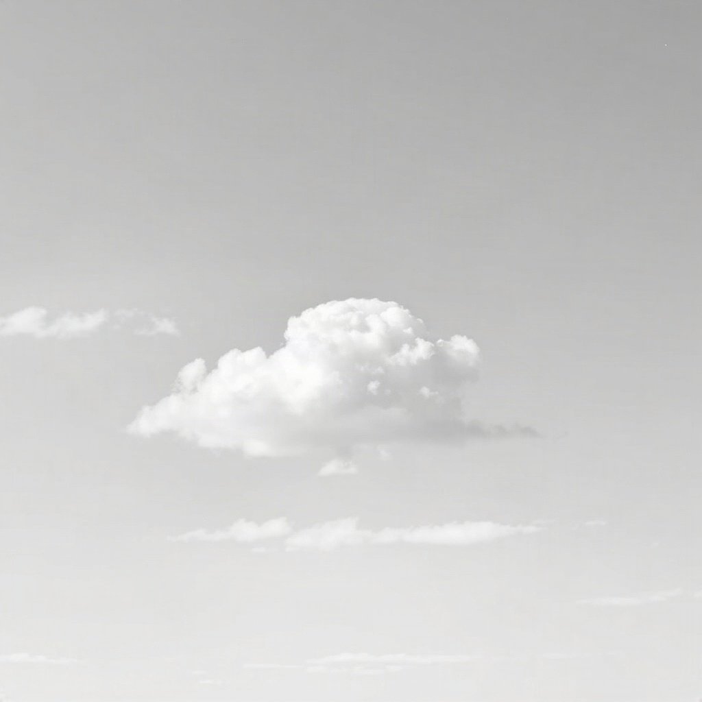 White PFPs — cloud on soft sky, cinematic photo style, subtle sparkle