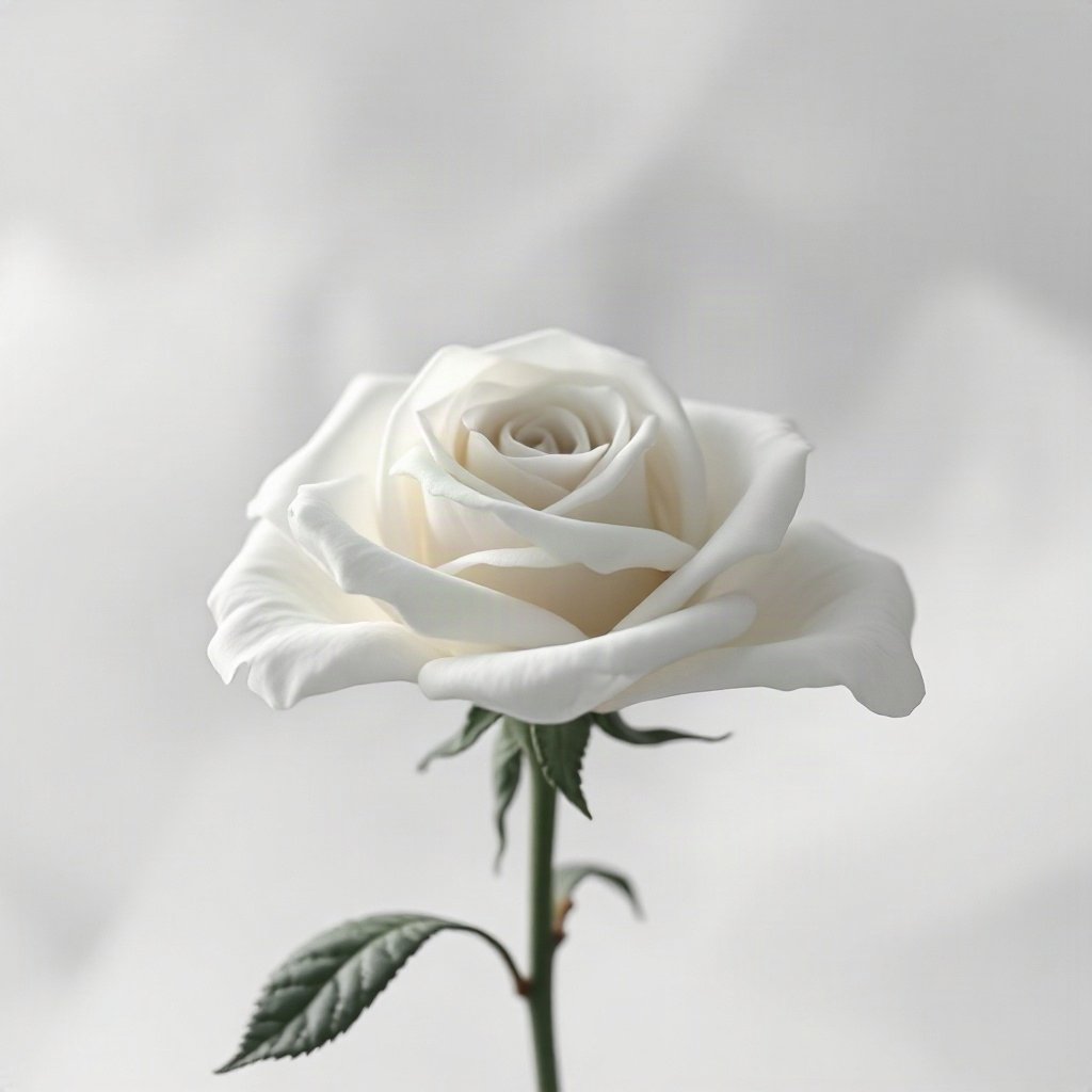 White PFPs — white rose, cinematic photo style, misty atmosphere