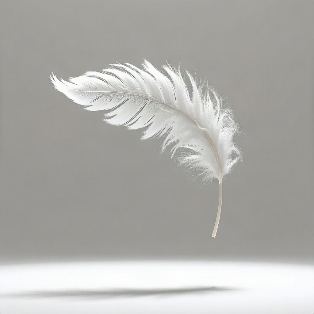 White PFPs — feather floating, soft 3d render, subtle sparkle