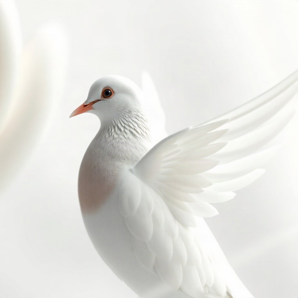White PFPs — dove wing detail, soft 3d render, misty atmosphere