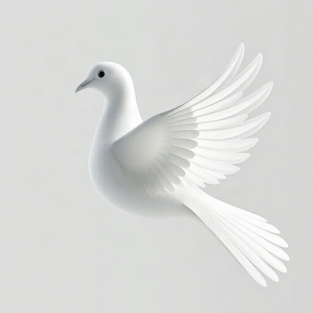 White PFPs — dove wing detail, soft 3d render, subtle sparkle