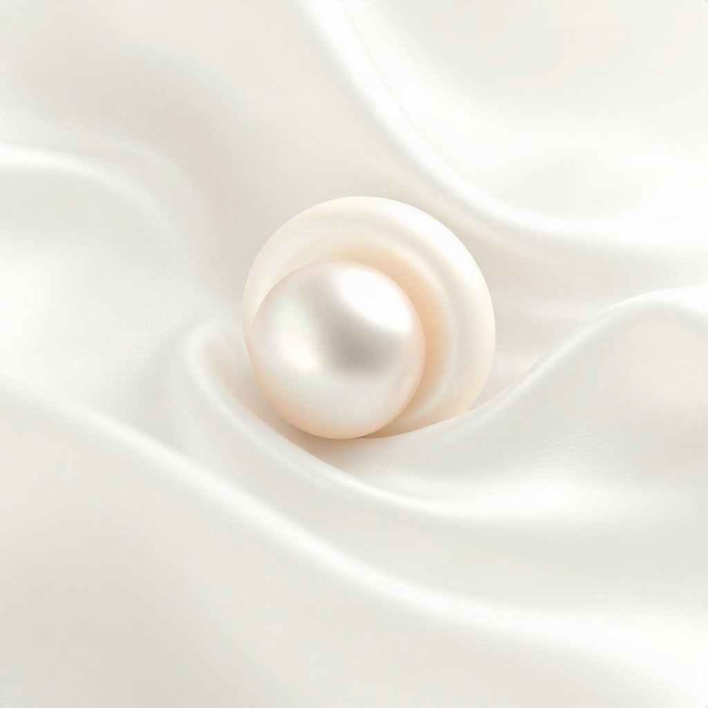 White PFPs — pearl on silk, soft 3d render, misty atmosphere