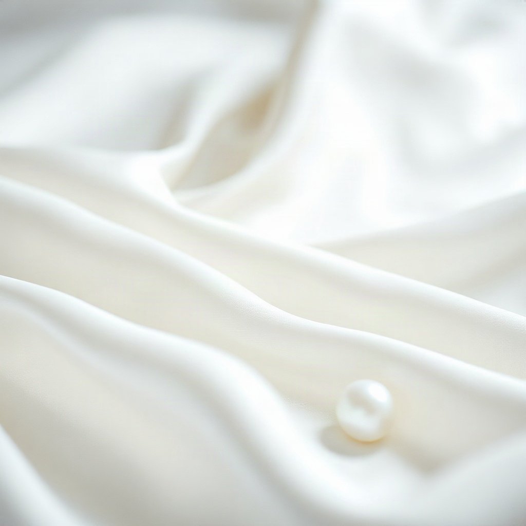White PFPs — pearl on silk, cinematic photo style, gentle bokeh
