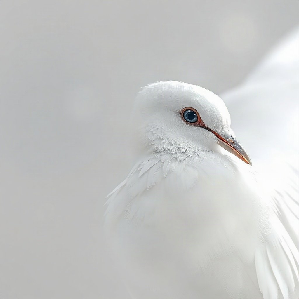 White PFPs — dove wing detail, dreamy digital painting, subtle sparkle