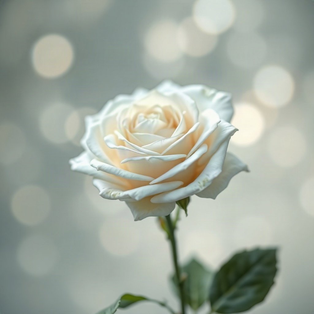 White PFPs — white rose, dreamy digital painting, gentle bokeh