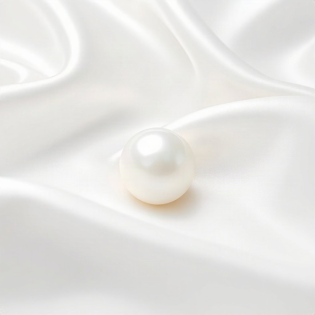 White PFPs — pearl on silk, soft 3d render, subtle sparkle