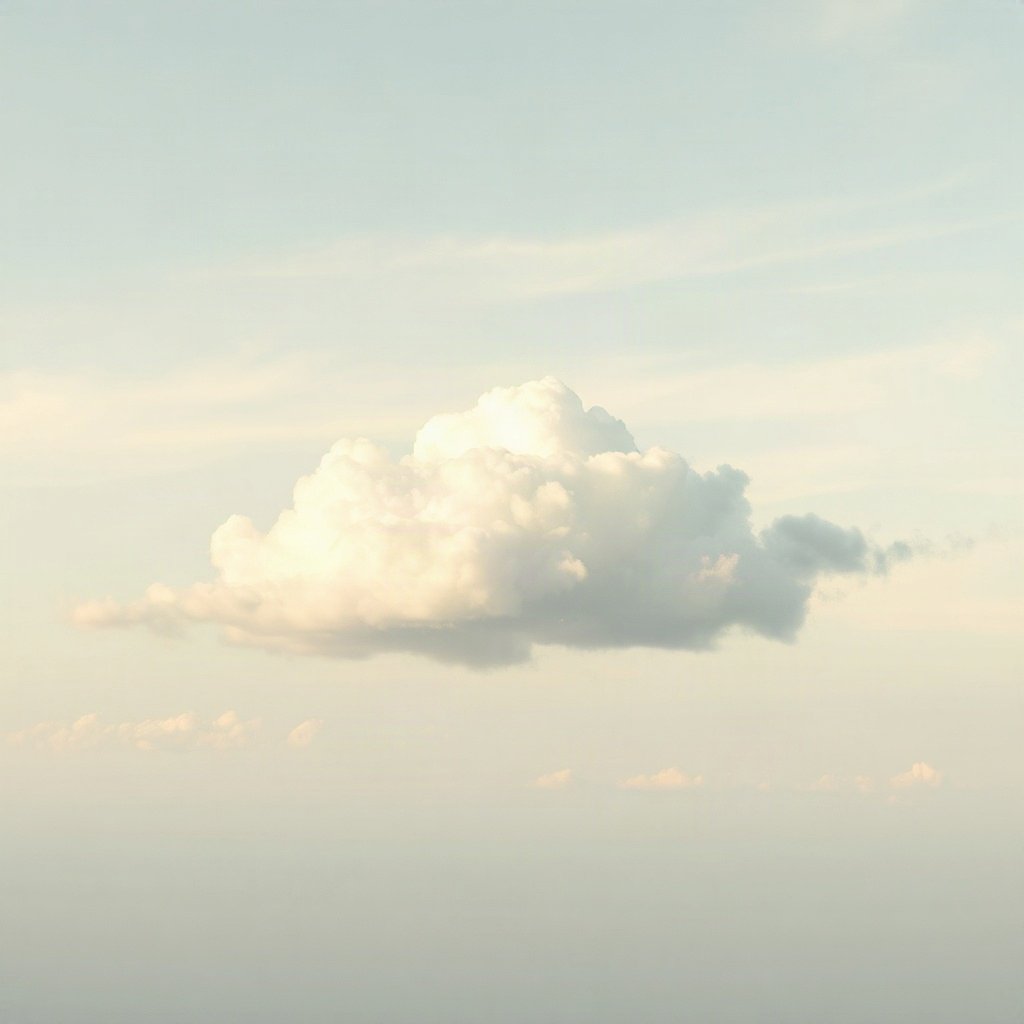 White PFPs — cloud on soft sky, cinematic photo style, subtle sparkle