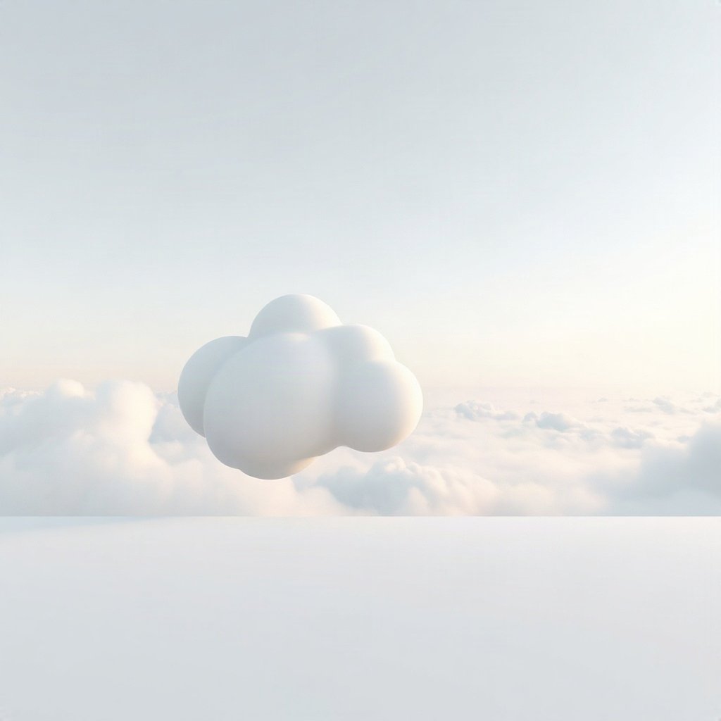 White PFPs — cloud on soft sky, soft 3d render, subtle sparkle