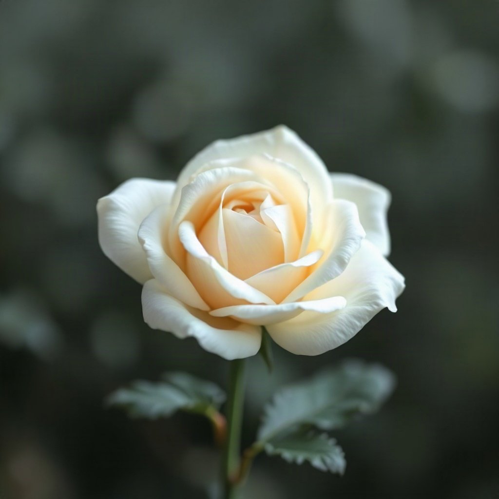White PFPs — white rose, dreamy digital painting, gentle bokeh