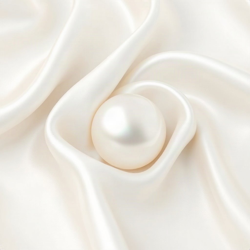 White PFPs — pearl on silk, soft 3d render, subtle sparkle