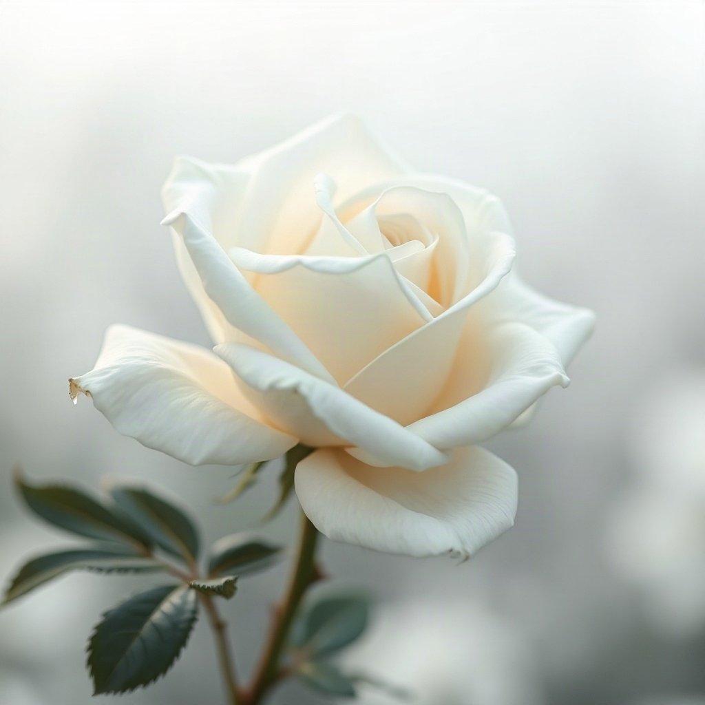 White PFPs — white rose, cinematic photo style, misty atmosphere