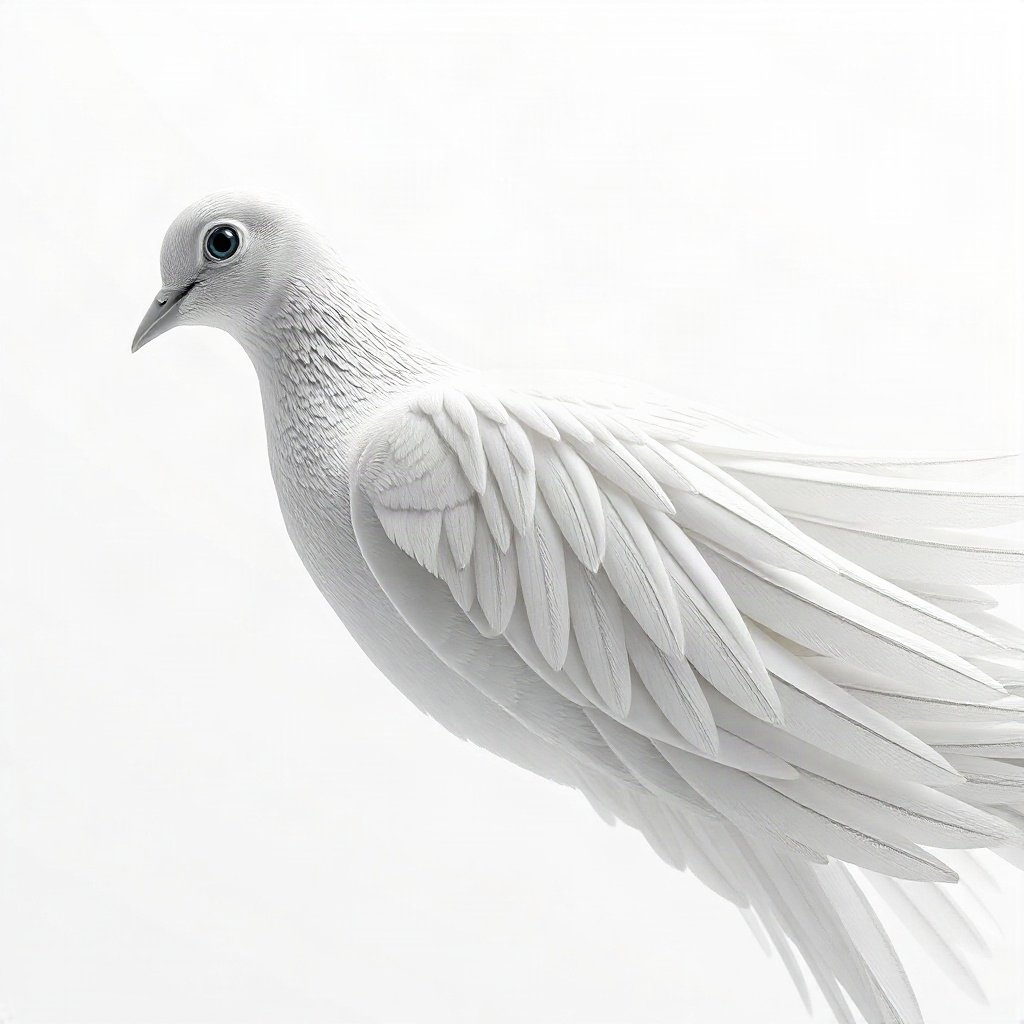 White PFPs — dove wing detail, soft 3d render, soft glow