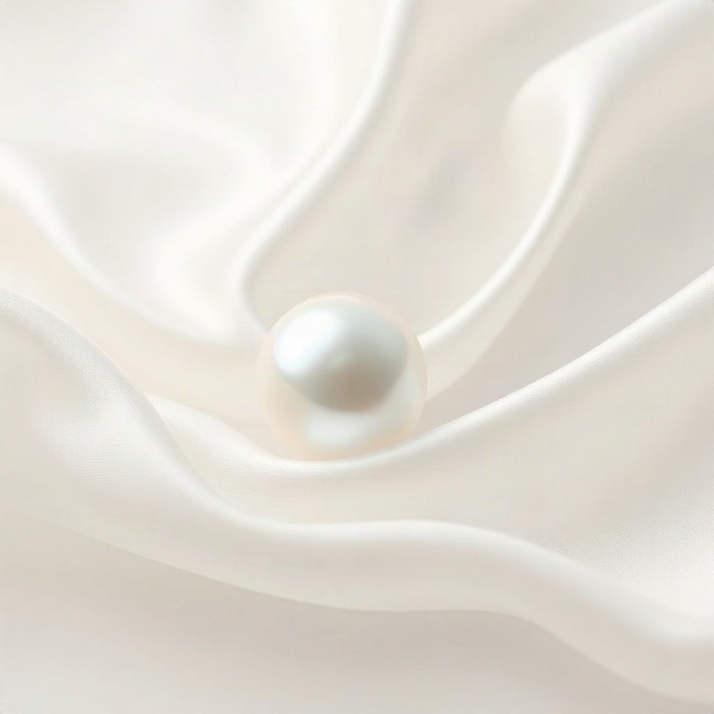 White PFPs — pearl on silk, soft 3d render, misty atmosphere