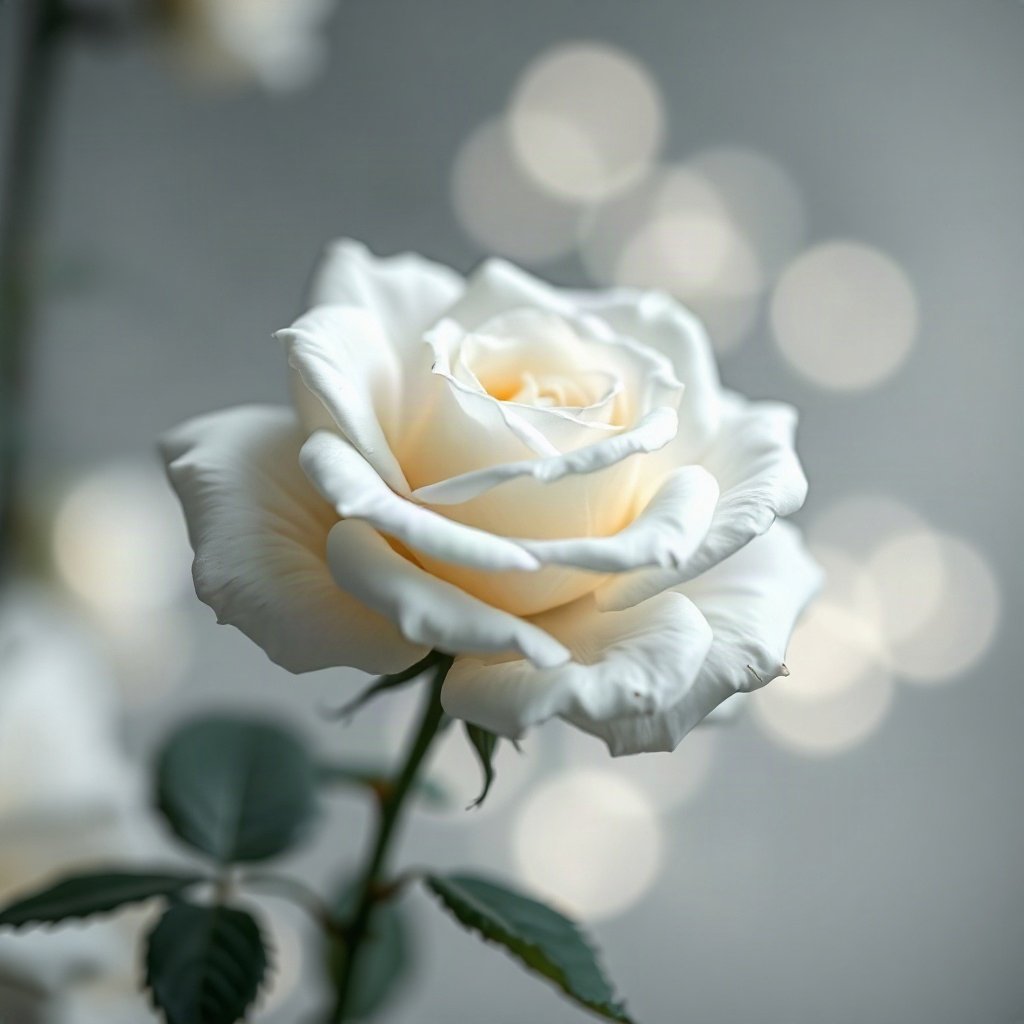 White PFPs — white rose, dreamy digital painting, gentle bokeh