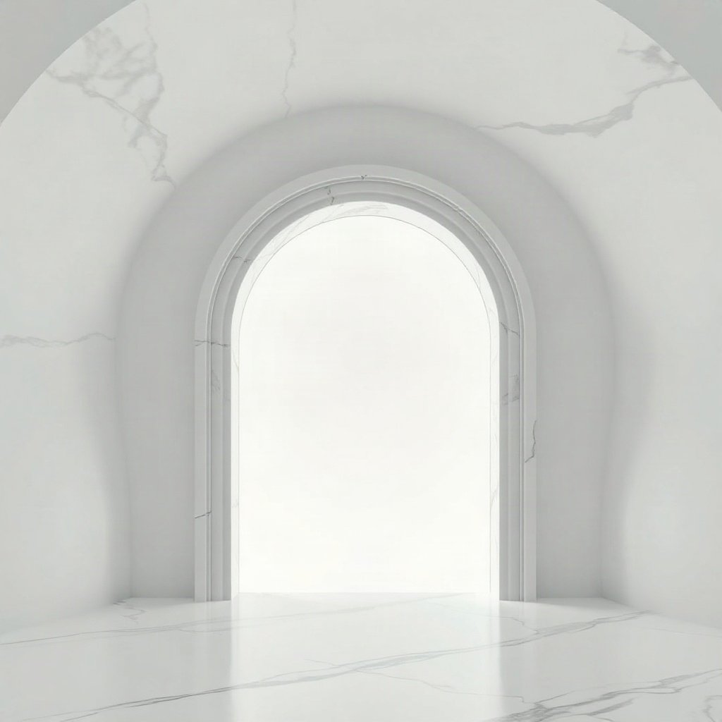 White PFPs — minimal marble arch, soft 3d render, soft glow