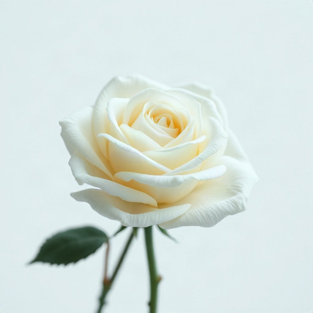 White PFPs — white rose, cinematic photo style, subtle sparkle