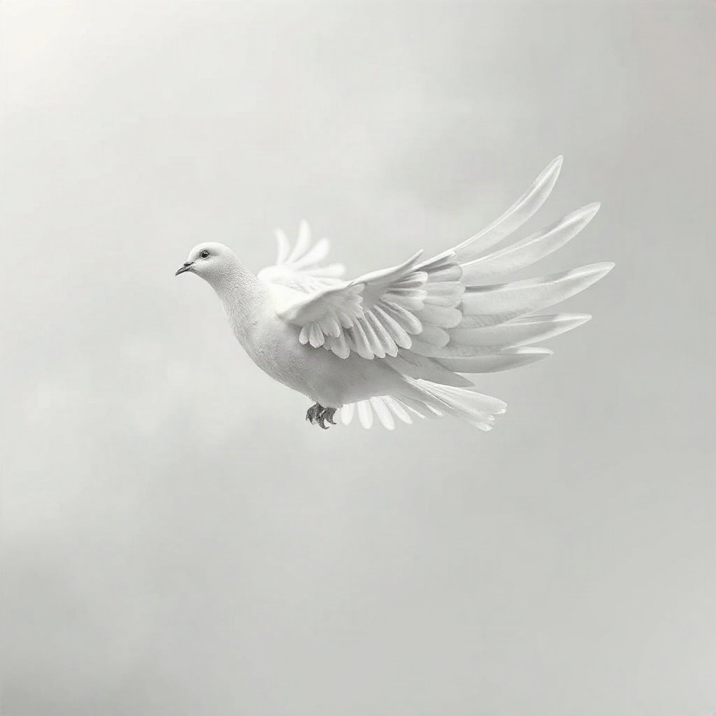 White PFPs — dove wing detail, soft 3d render, misty atmosphere