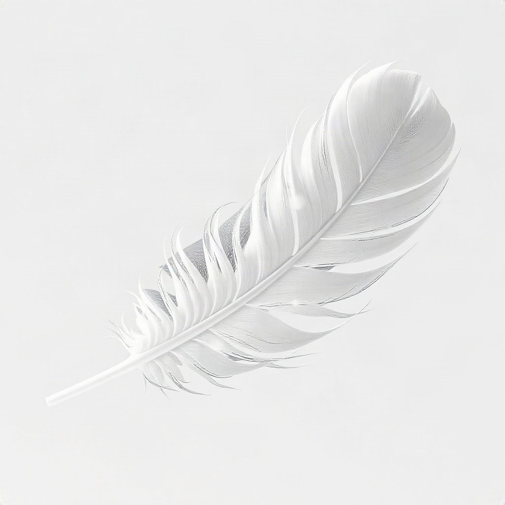 White PFPs — feather floating, soft 3d render, subtle sparkle