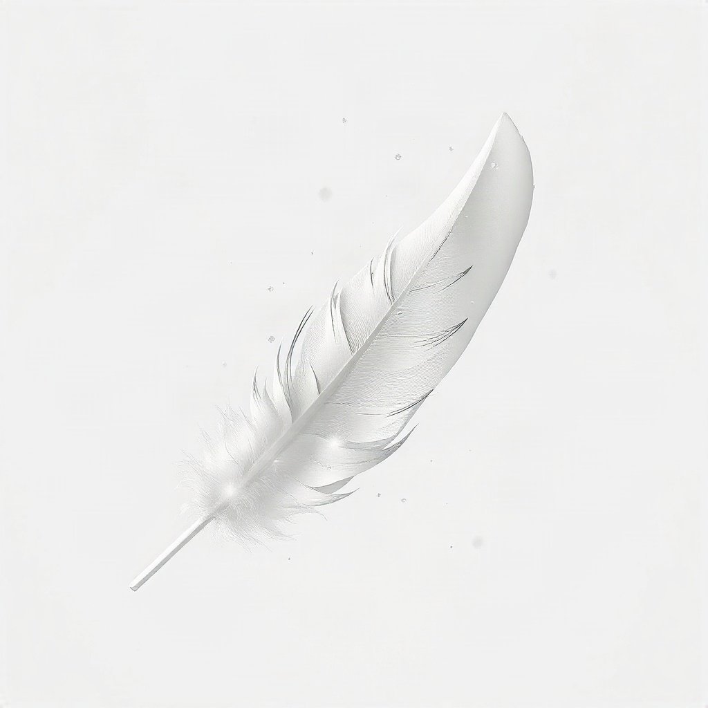 White PFPs — feather floating, soft 3d render, subtle sparkle