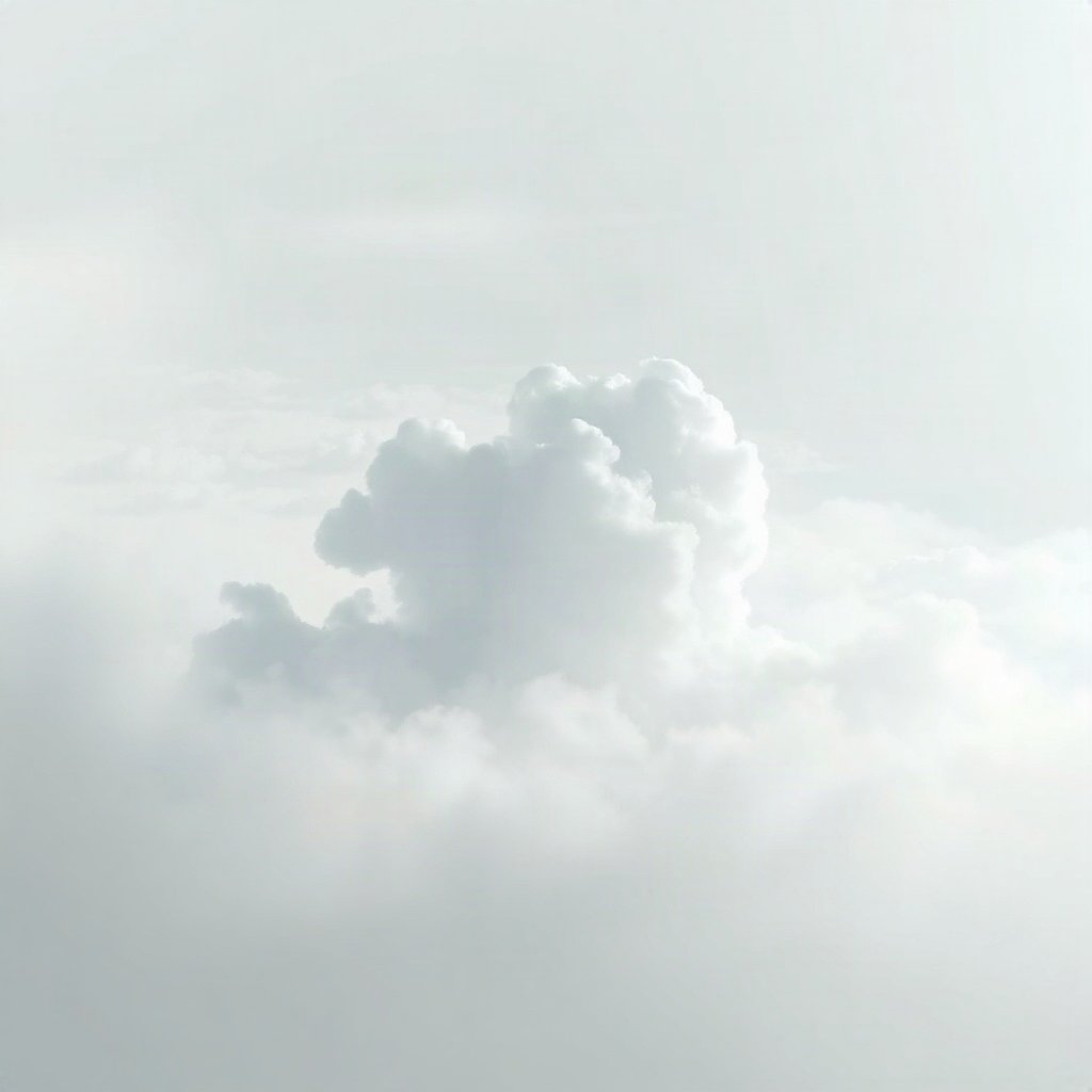 White PFPs — cloud on soft sky, dreamy digital painting, misty atmosphere